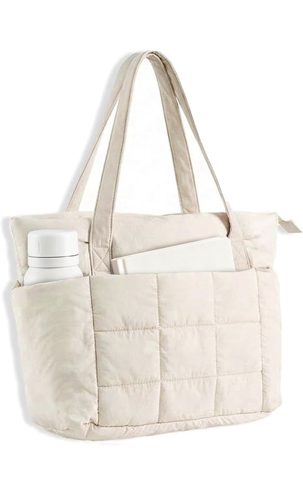 Cloud-Soft Puffer Tote Puffy Bag | Travel, Work, & Everyday Use | Cream | New