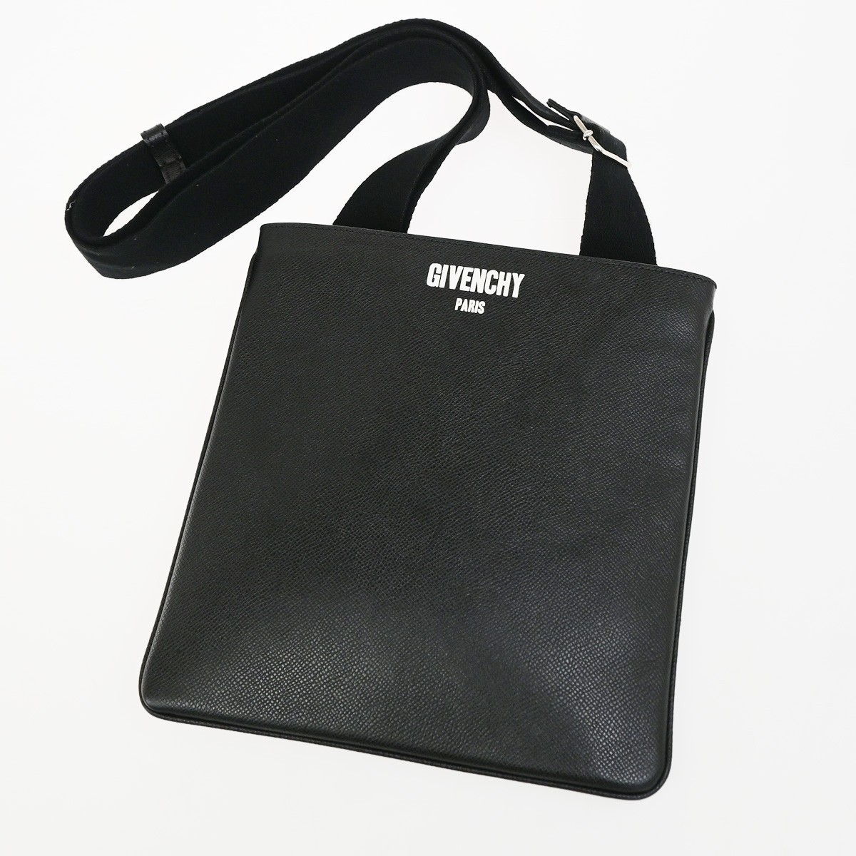 GIVENCHY Logo Shoulder Hand Bag Leather Black GHW Italy 32YJ267