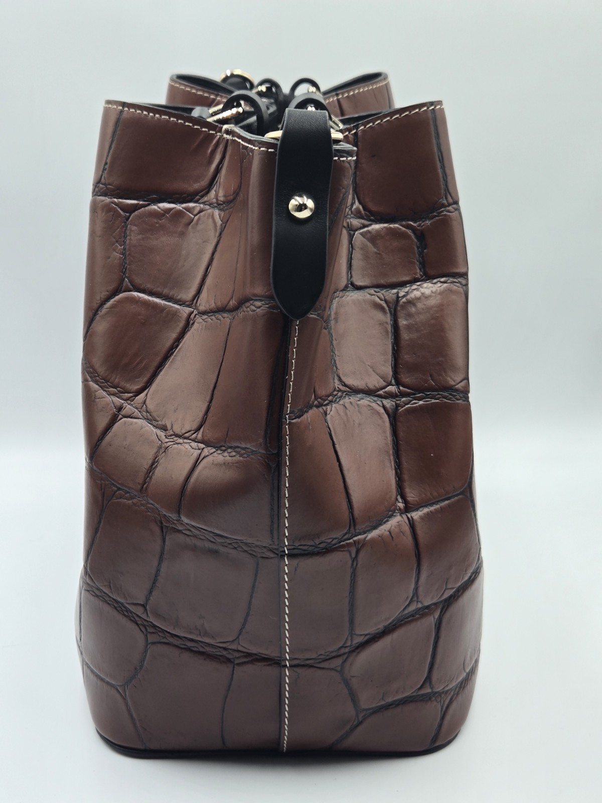Dooney Bourke Oakdale Crocodile Embossed Brenna Bag Set Of 3 Brown NWOT