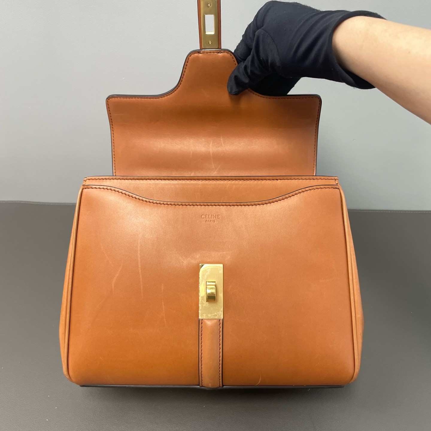 Celine 2022 Soft 16 Small Caramel Smooth Calf Leather 3 Way Bag Duty Paid