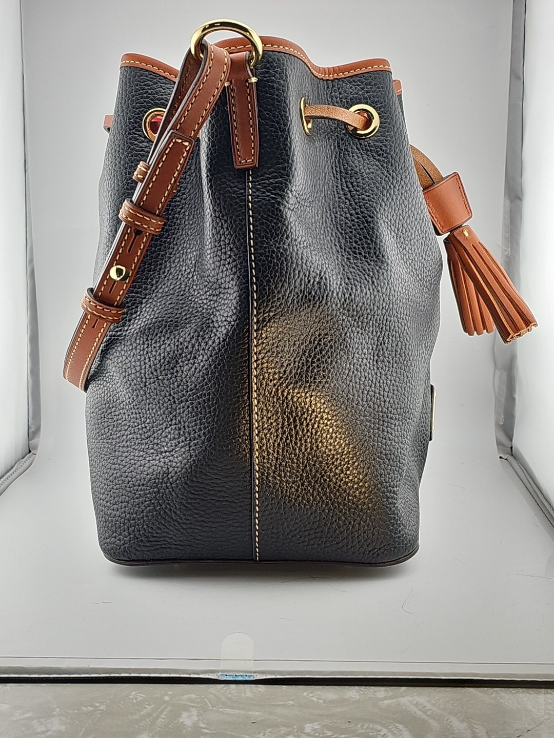 NEW DOONEY & BOURKE WEXFORD TASHA LEATHER DRAWSTRING SHOULDER BAG BLACK