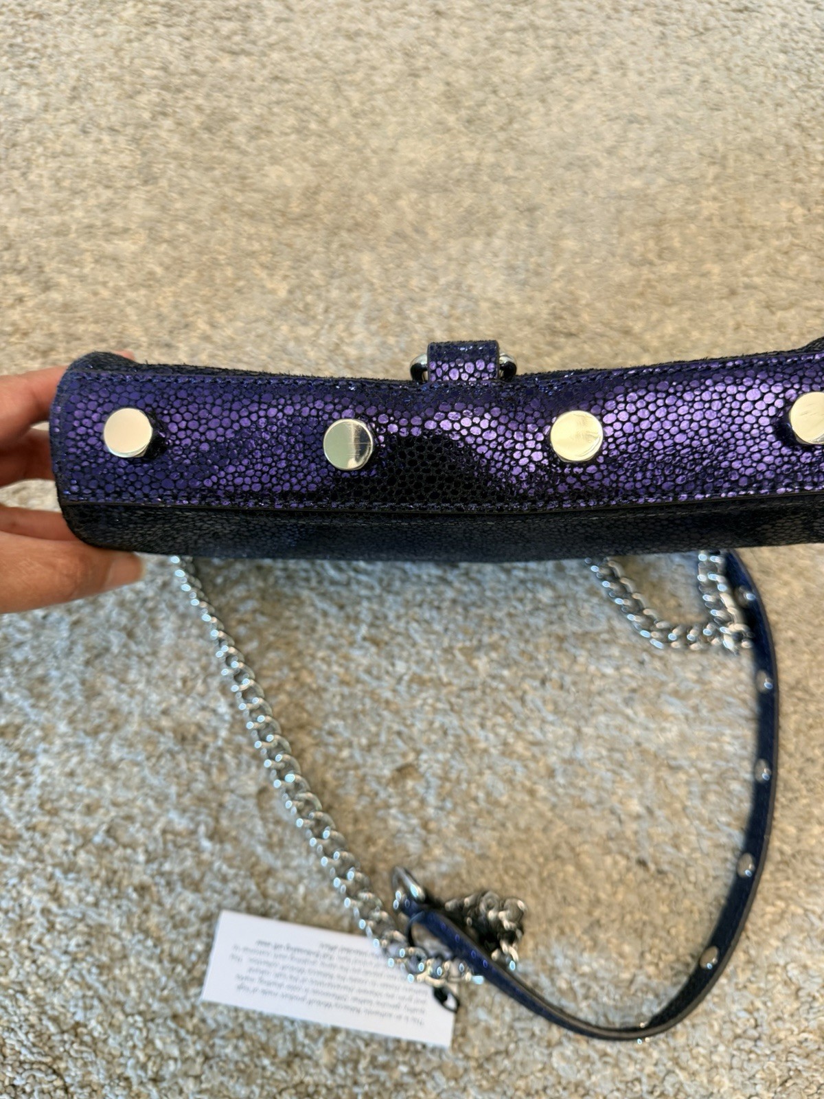 Rebecca Minkoff Mini M.A.C. crossbody bag in metallic gunmetal leather