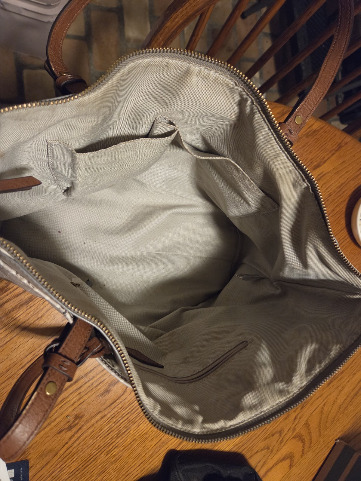 Fossil Rachel Tote, Gray/White Polka Dot