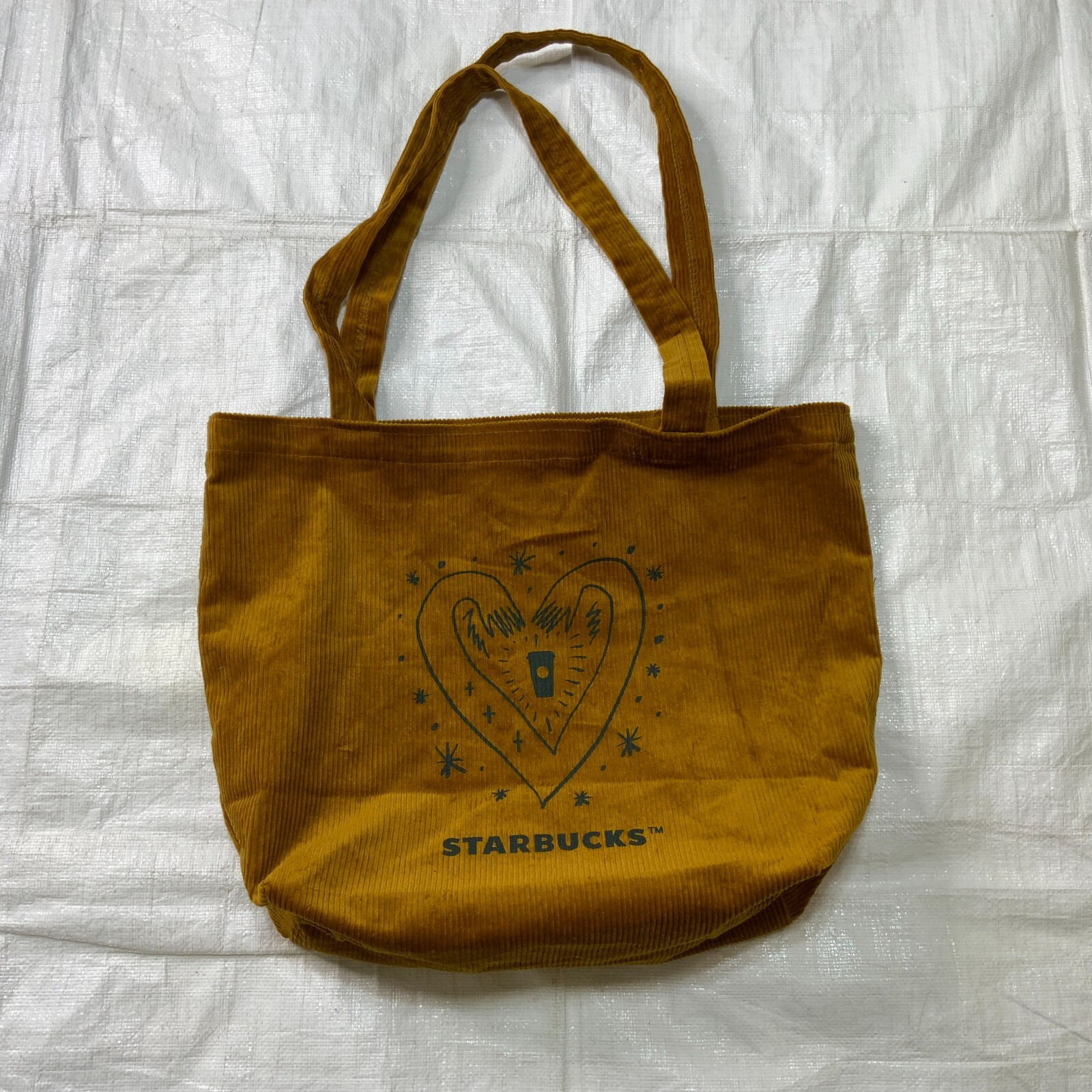 STARBUCKS Corduroy Tote Bag Brown Size 16x12x5