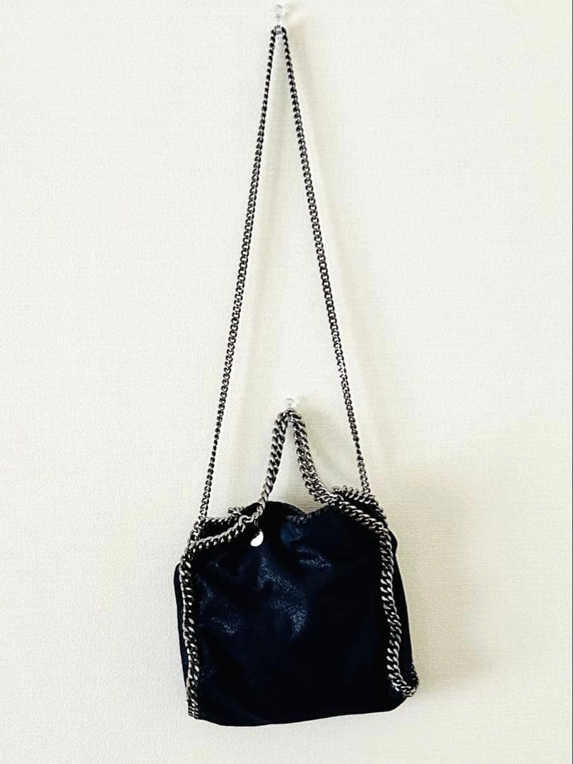 Stella McCartney Falabella MiniTote Bag Chain Shoulder Vegan Leather Navy