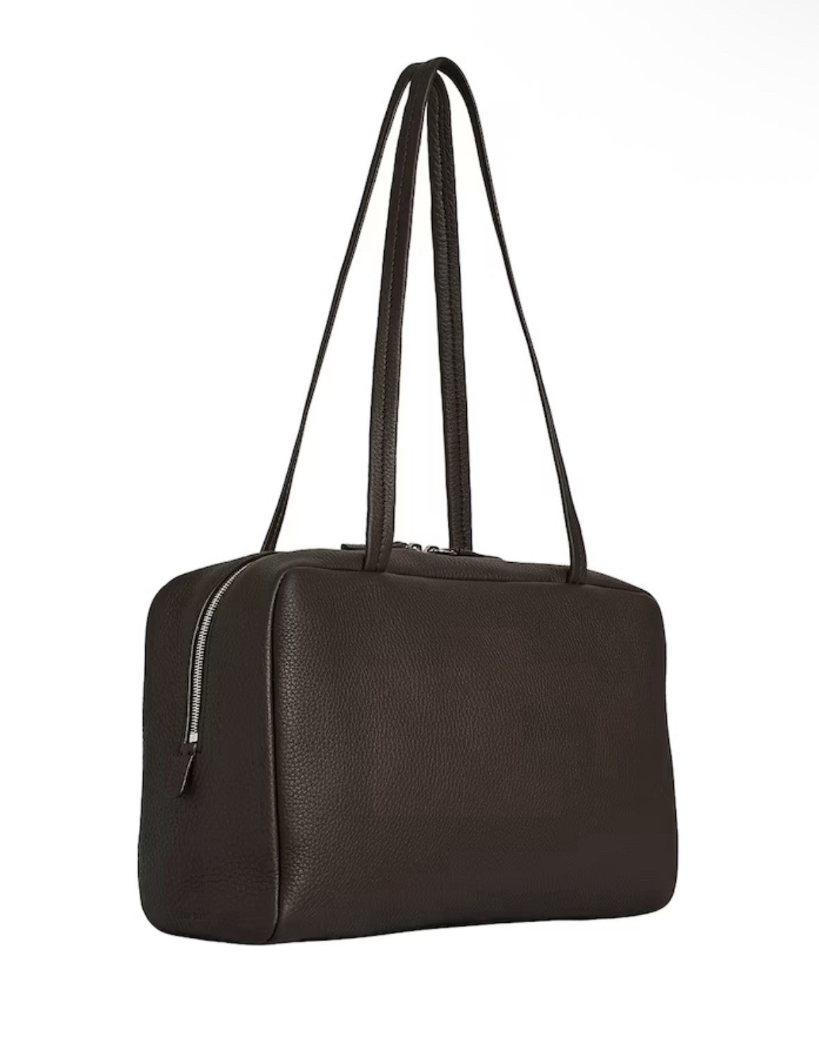 The Row Astra Deep Brown Grain Leather Bowling Bag MSRP $2450
