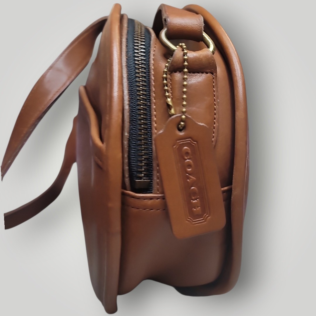 COACH Vintage 1990s Chestnut Brown Leather Round Canteen Crossbody Bag