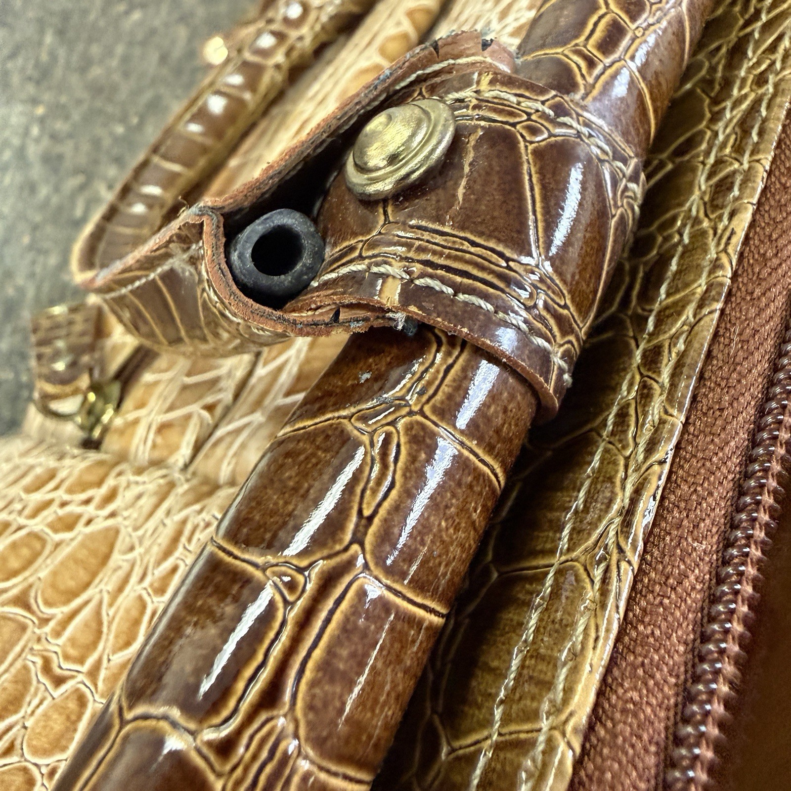 Samantha Brown Faux Crocodile Embossed Dowel Travel Tote Bag Work Weekender