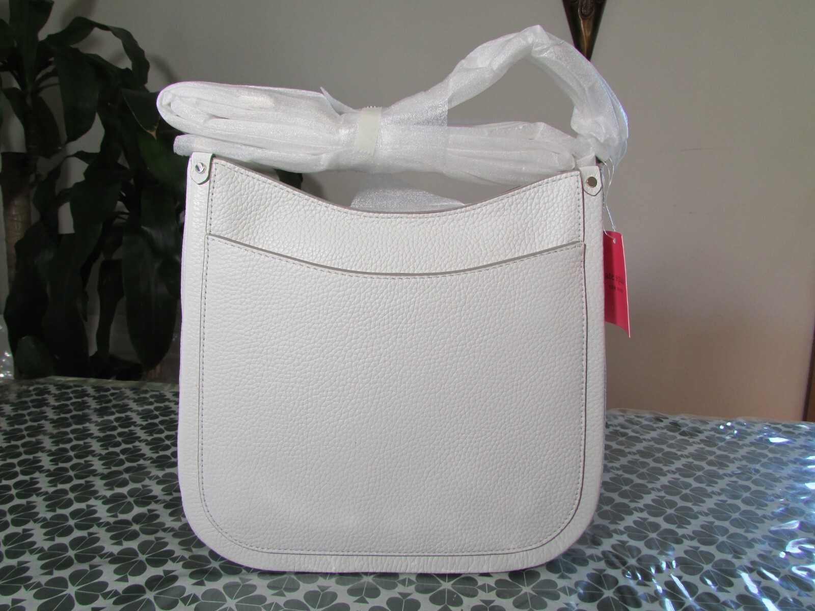 NWT Kate Spade Leather Roulette Medium Messenger Bag PXR00329 Optic White