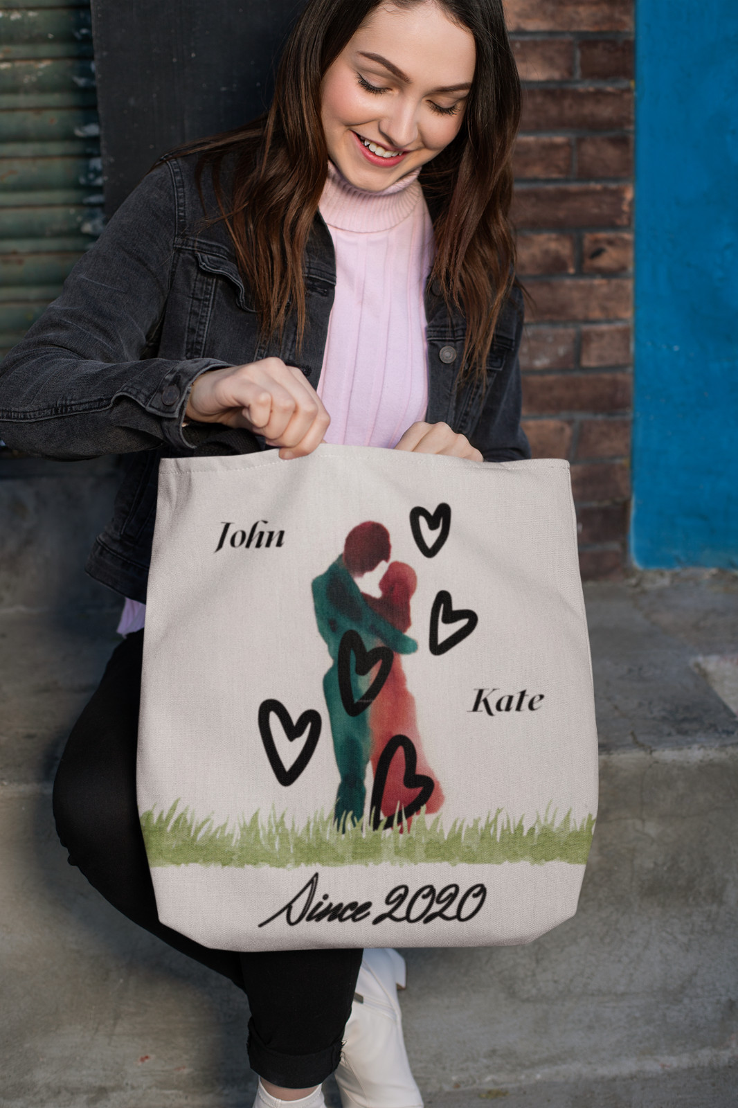 Custom Tote Bag Add Your Text Personalized Custom Printed Gift Shopping Reusable