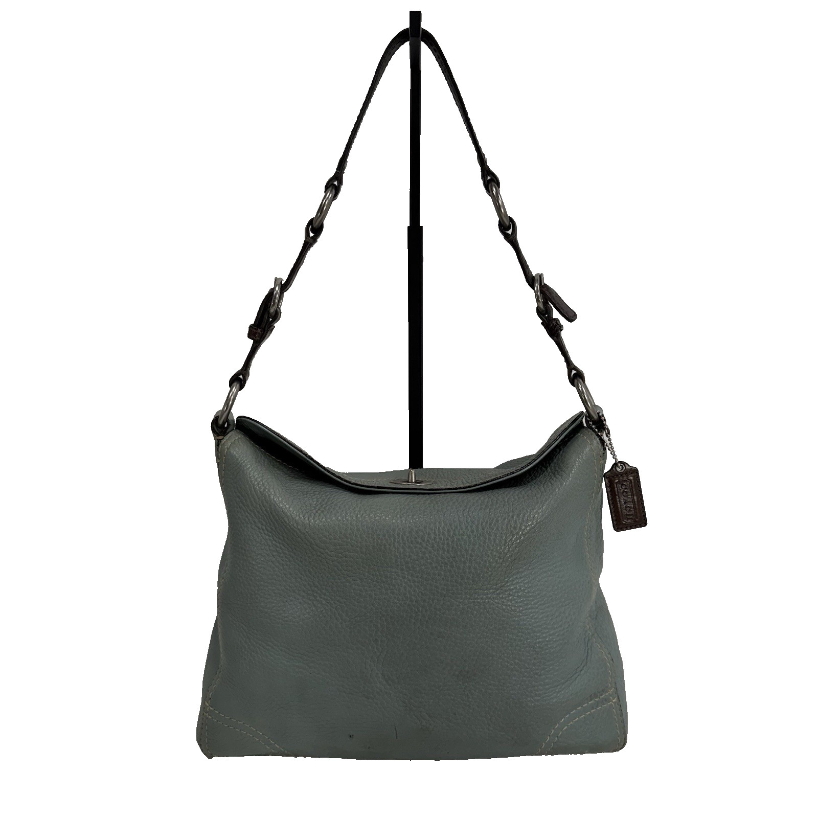 Coach Chelsea Hobo Bag Teal Pebbled Leather Turn Lock Shoulder Purse F12338