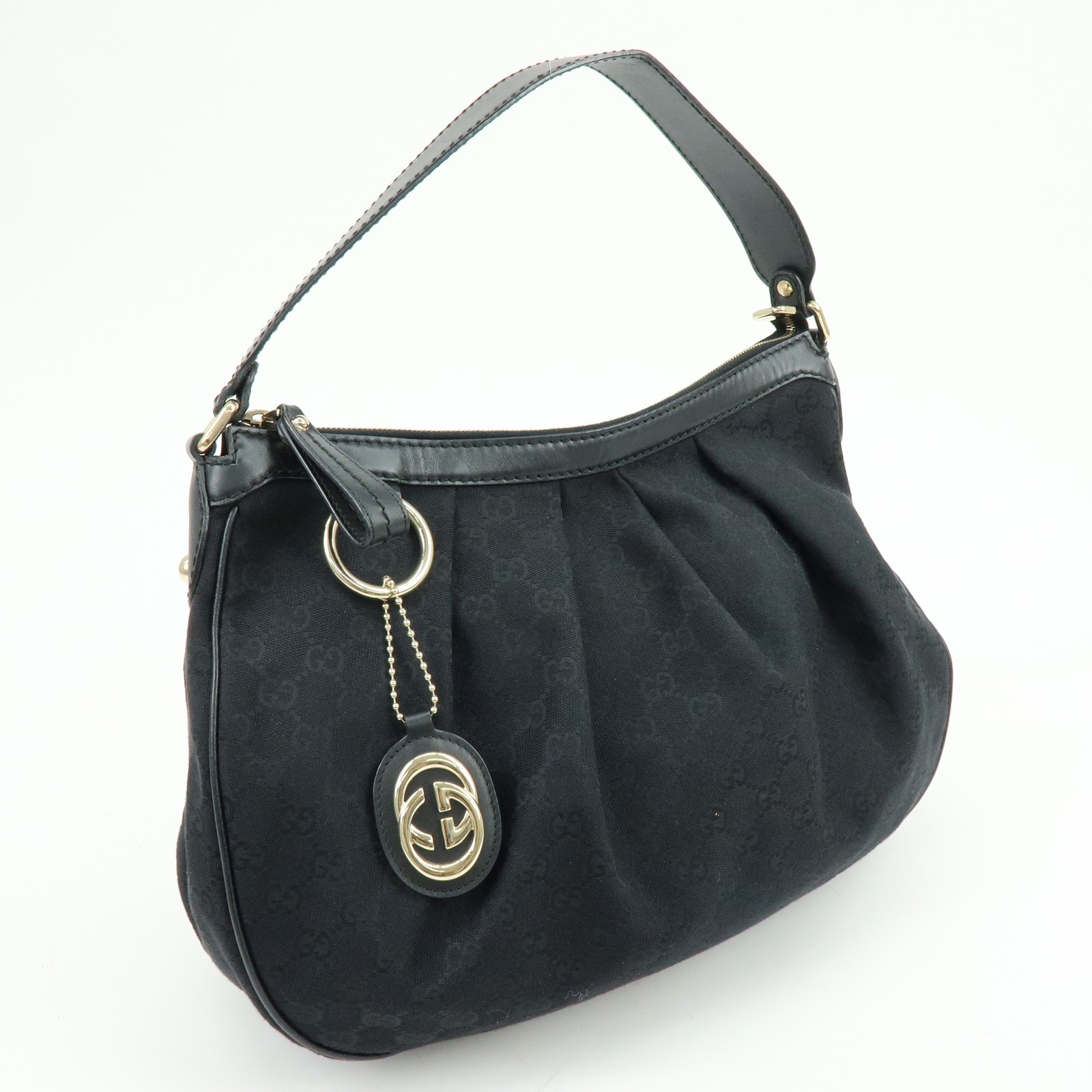 GUCCI Sukey GG Canvas Leather Shoulder Bag Black 232955 Authentic Used F/S