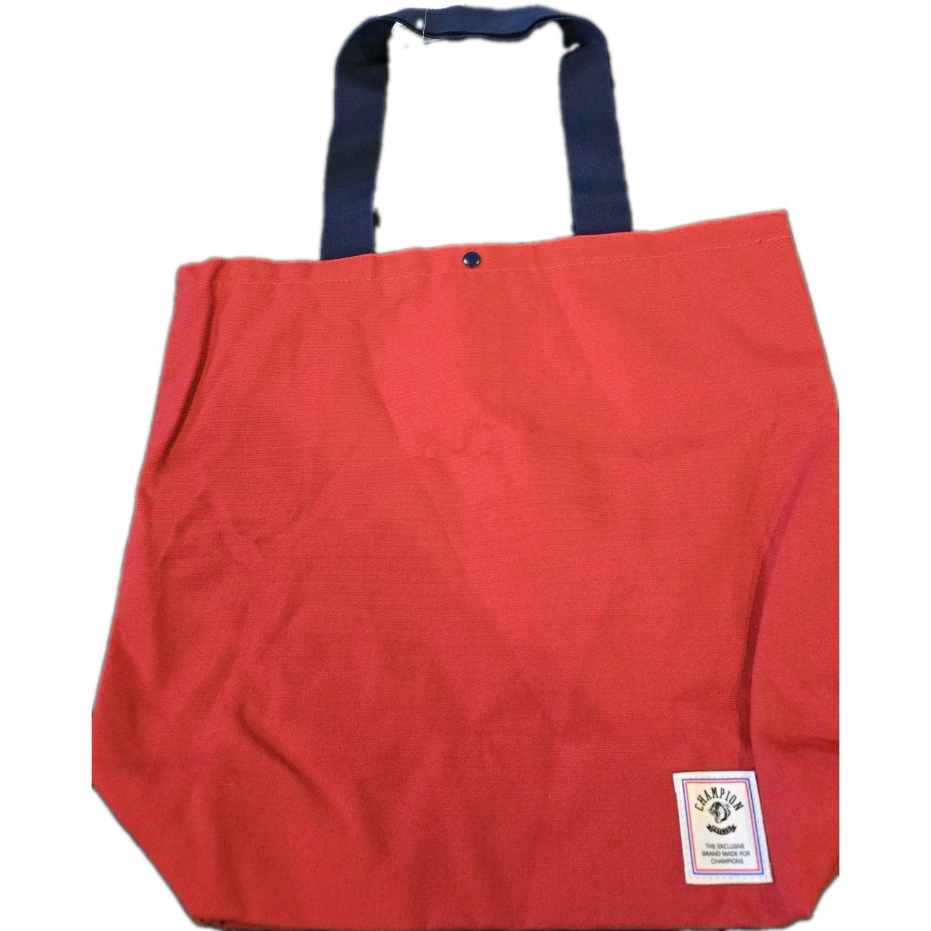 Champion Red Canvas Tote Bag with Navy Handles & Snap Closure NWT (D-40)