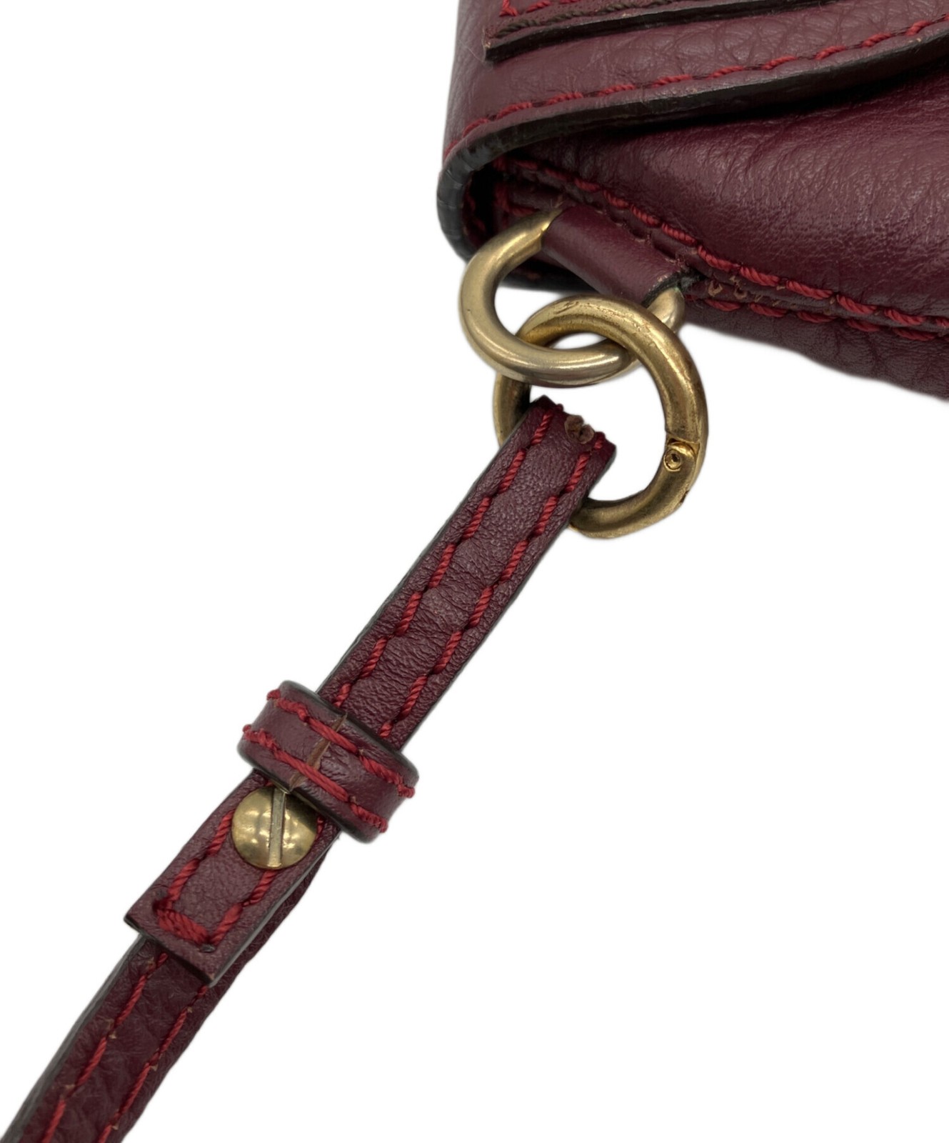 CHLOE Shoulder Bag Marcie Wine Red Leather Crossbody Authentic From Japan