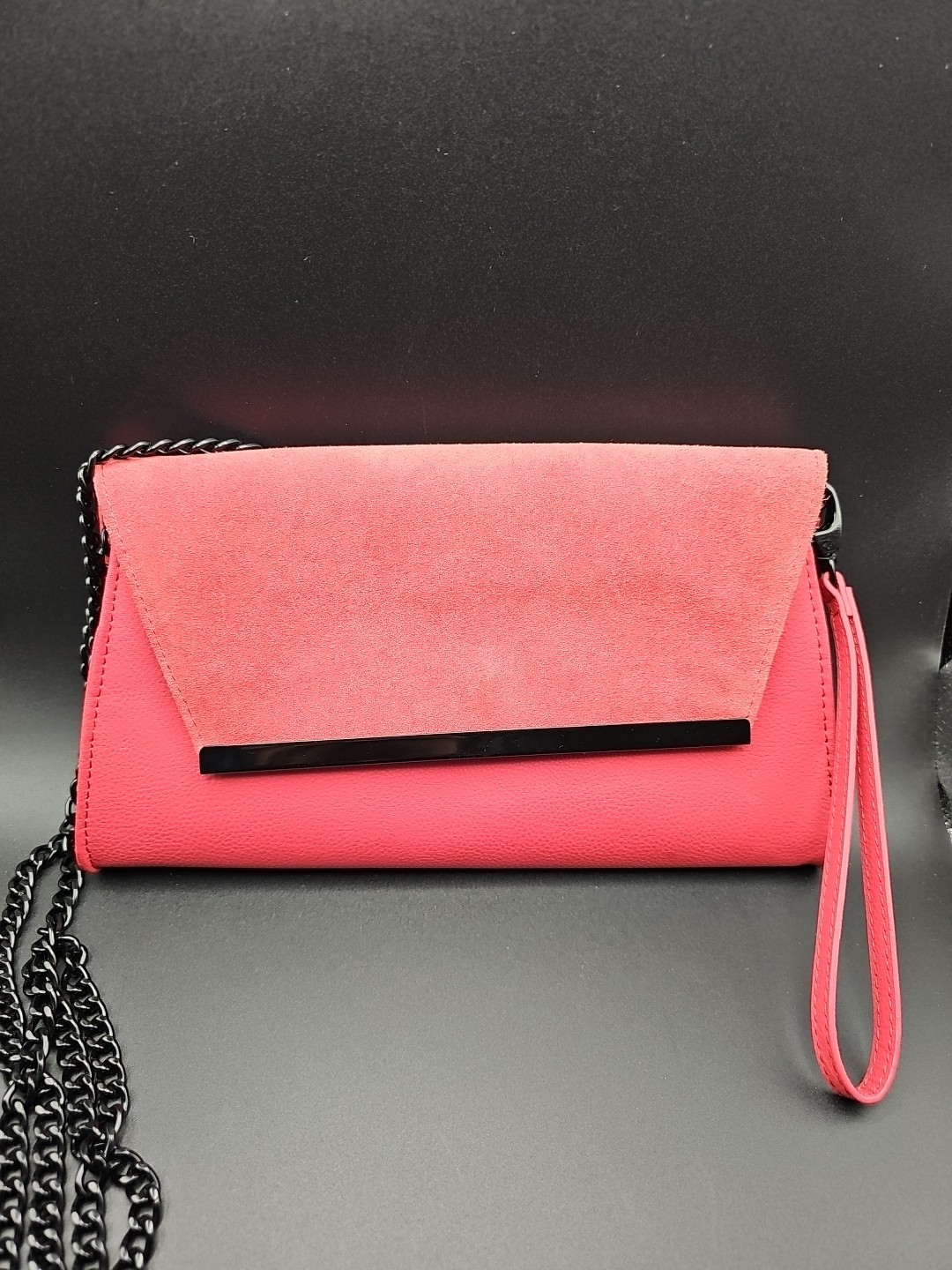 Red Clutch Crossbody Flap Magnet Open Clutch Strap Retro Style Pocketbook WHBM