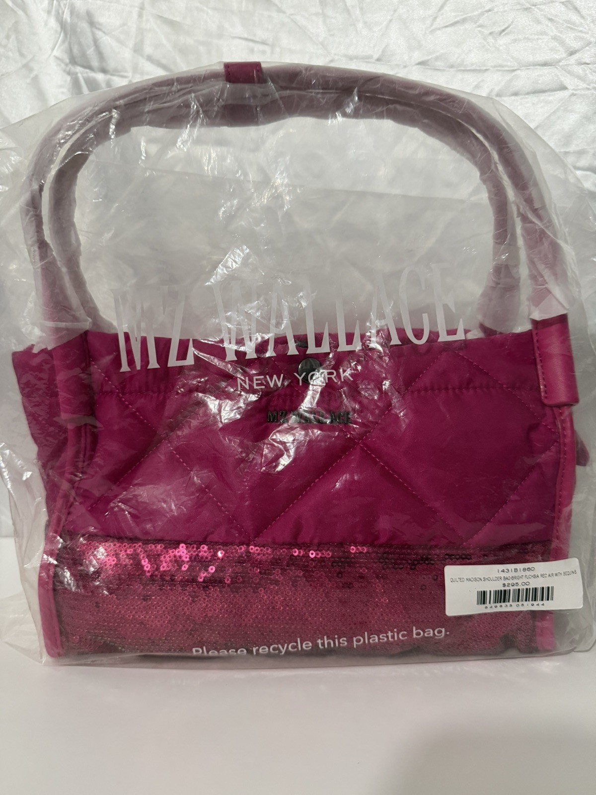 MZ WALLACE Fuchsia With Sequin Quilted Small Madison Shoulder Bag NWT $200