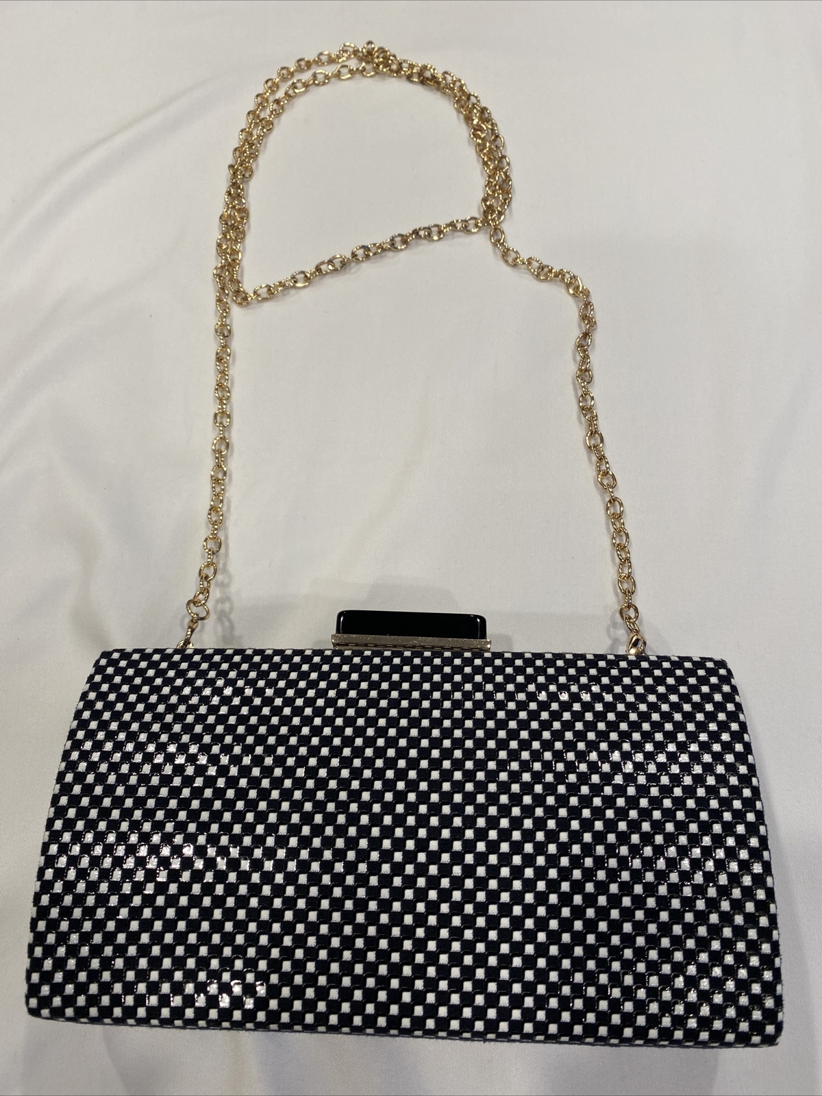 Neiman Marcus Rhinestone Bling Rectangle Evening Clutch Crossbody Purse