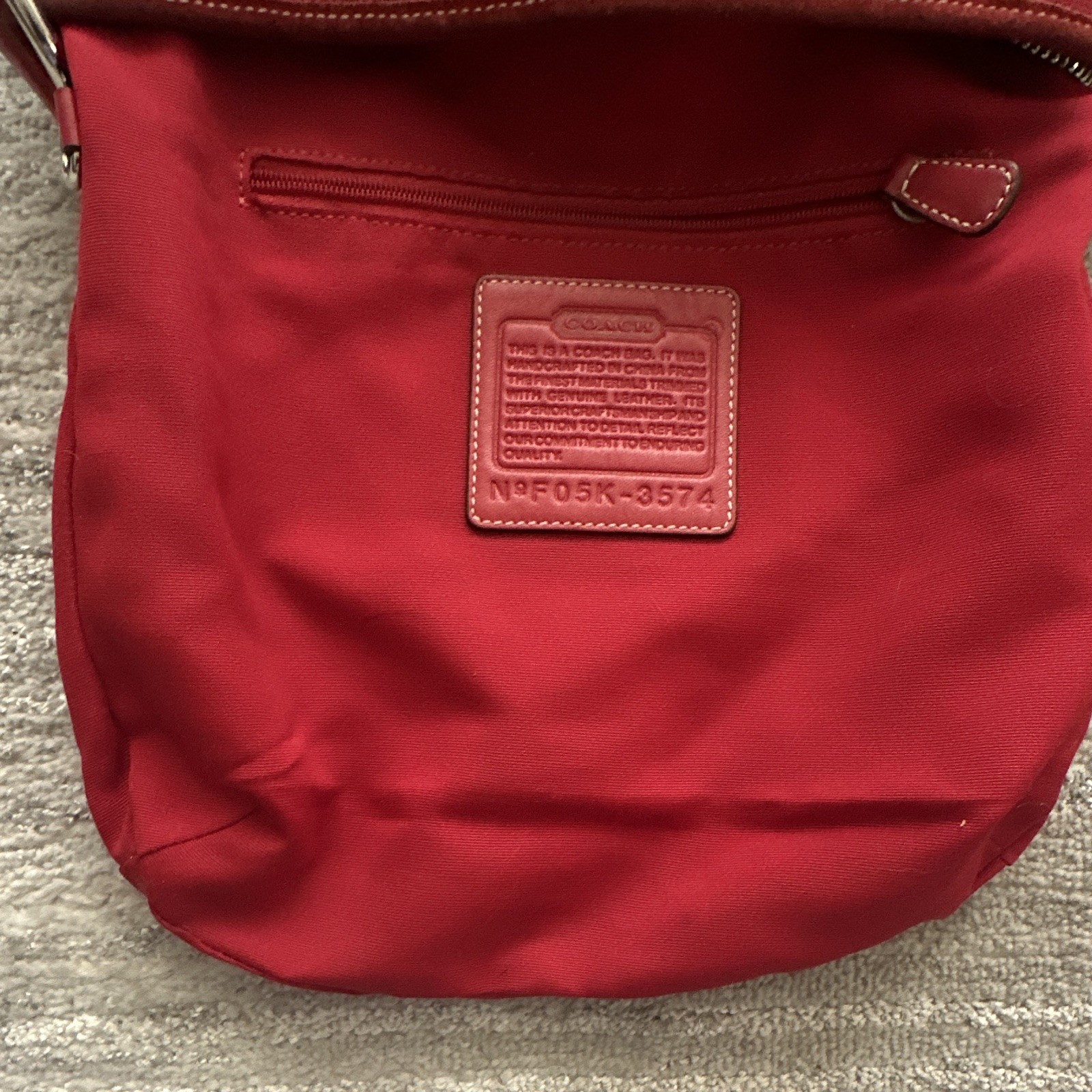 Coach Red Signature C Logo Shoulder Bag Zip Closure Silver Hardware w/ Pouch