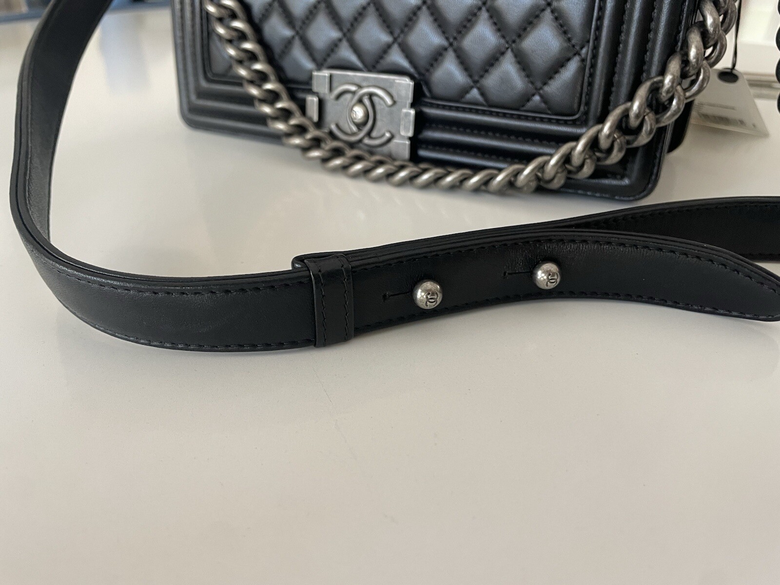 Black Boy Chanel Calfskin & ruthenium- finish Handbag – Slightly Used with tags