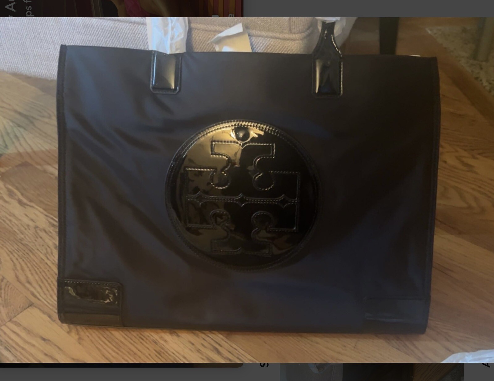 NWT Tory Burch Ella Nylon Tote Large Shoulder Bag Travel Bag in Black