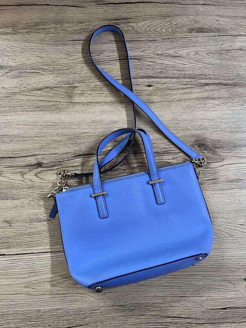 Kate Spade Shoulder Bag Light Blue Nylon Zip Closure 27.5cm