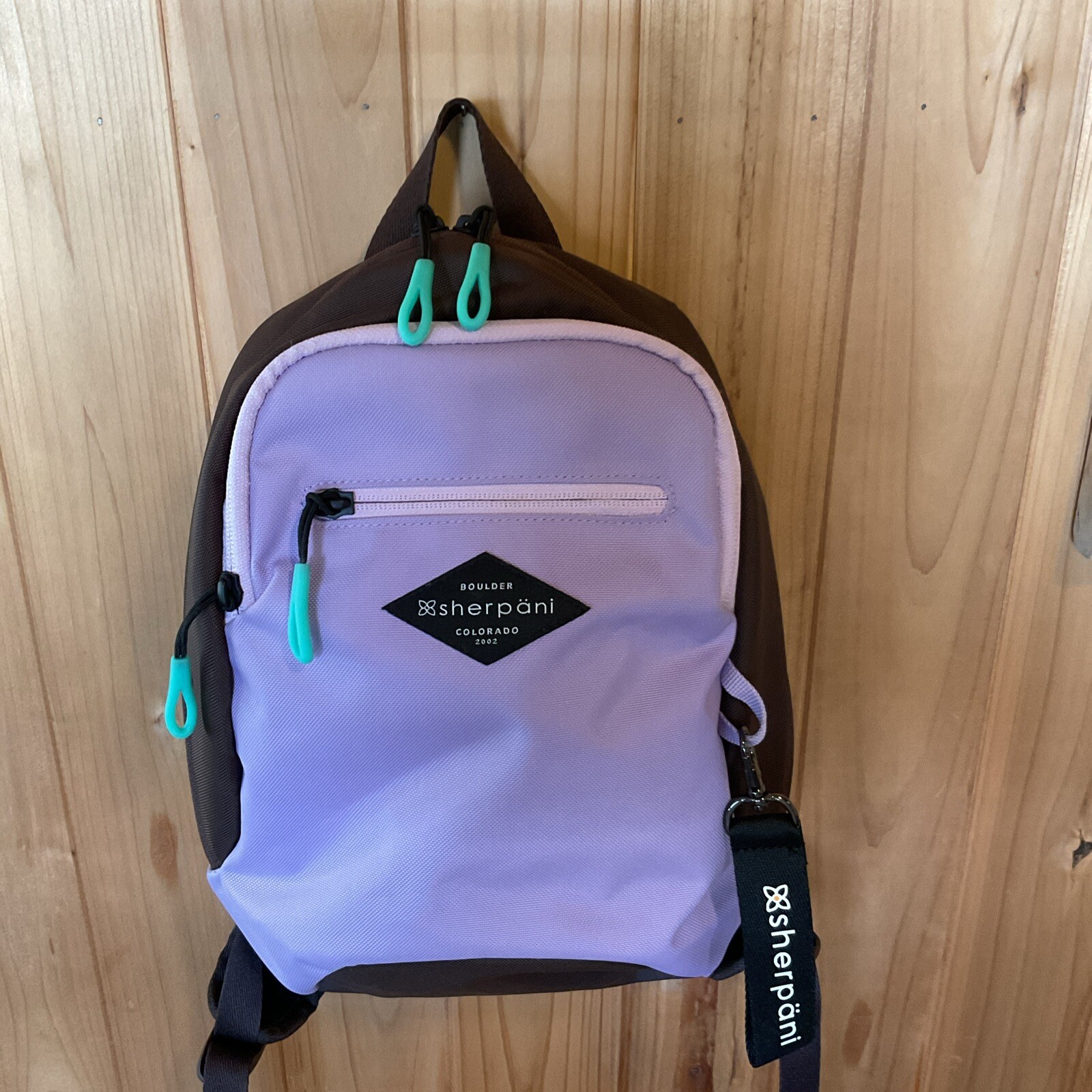 Sherpani Vespa Backpack Lavender & Brown Excellent Condition