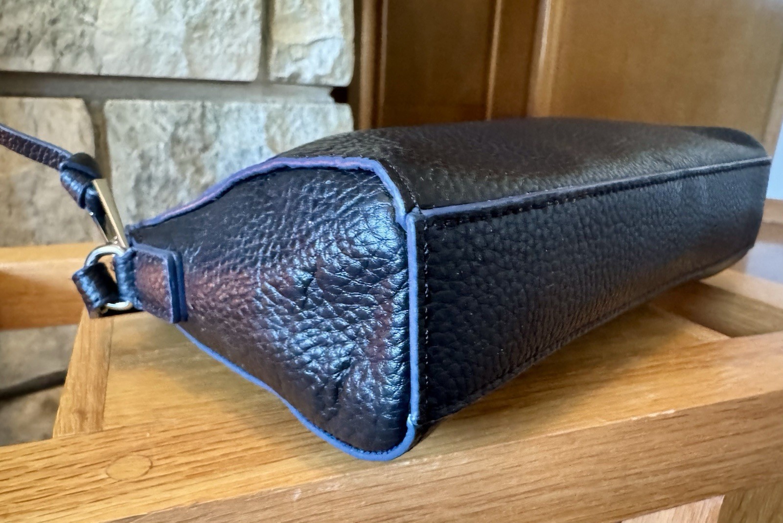 Lodis Pebbled Leather Crossbody Bag Charlotte Purse Navy Classic Designer
