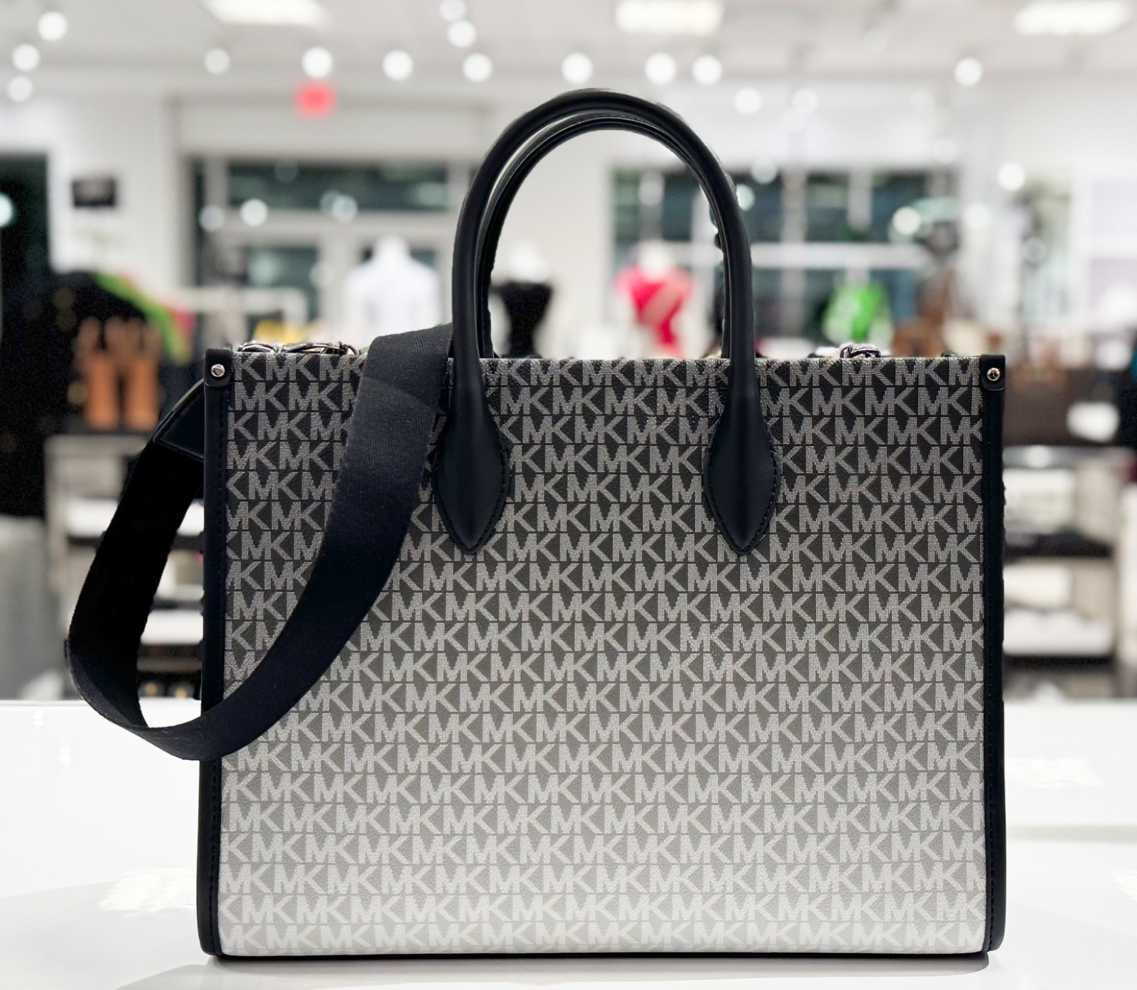 Michael Kors Mirella Medium Satchel Shoulder Tote Bag MK Ombre Black Multi