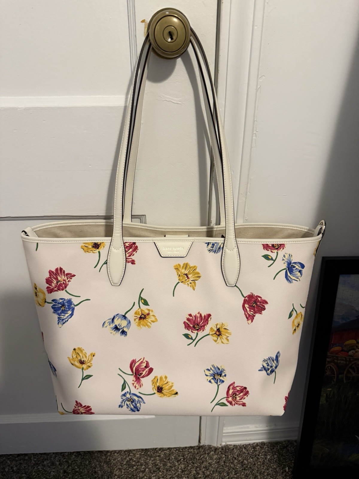 NWT Kate Spade Sutton Large Tote Tulip Toss Cream Floral Shoulder Bag Convert