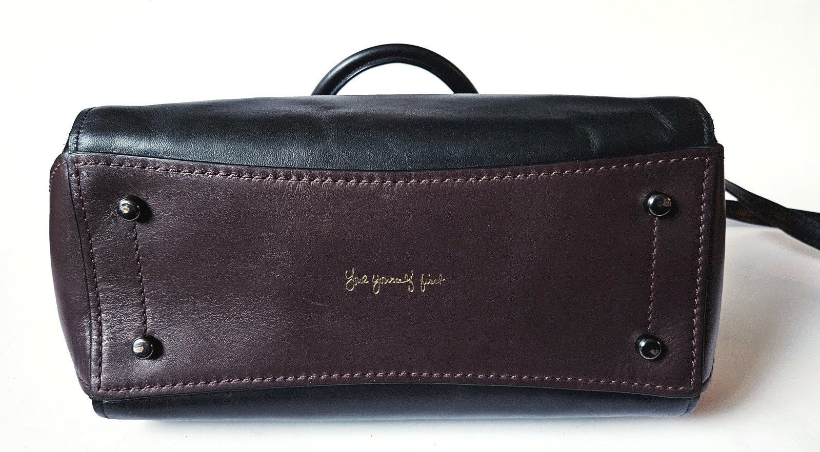 Coach Grace Selena Gomez Satchel Crossbody Bag Black Burgundy Leather 24109