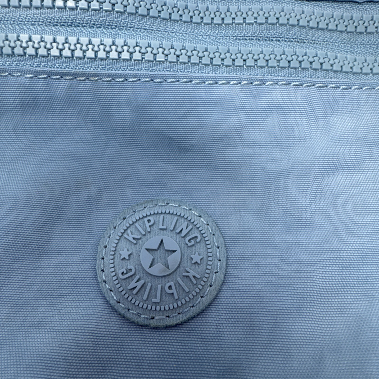 KIPLING Diane Light Blue Nylon Crossbody Bag Monkey Keychain 4 Compartments