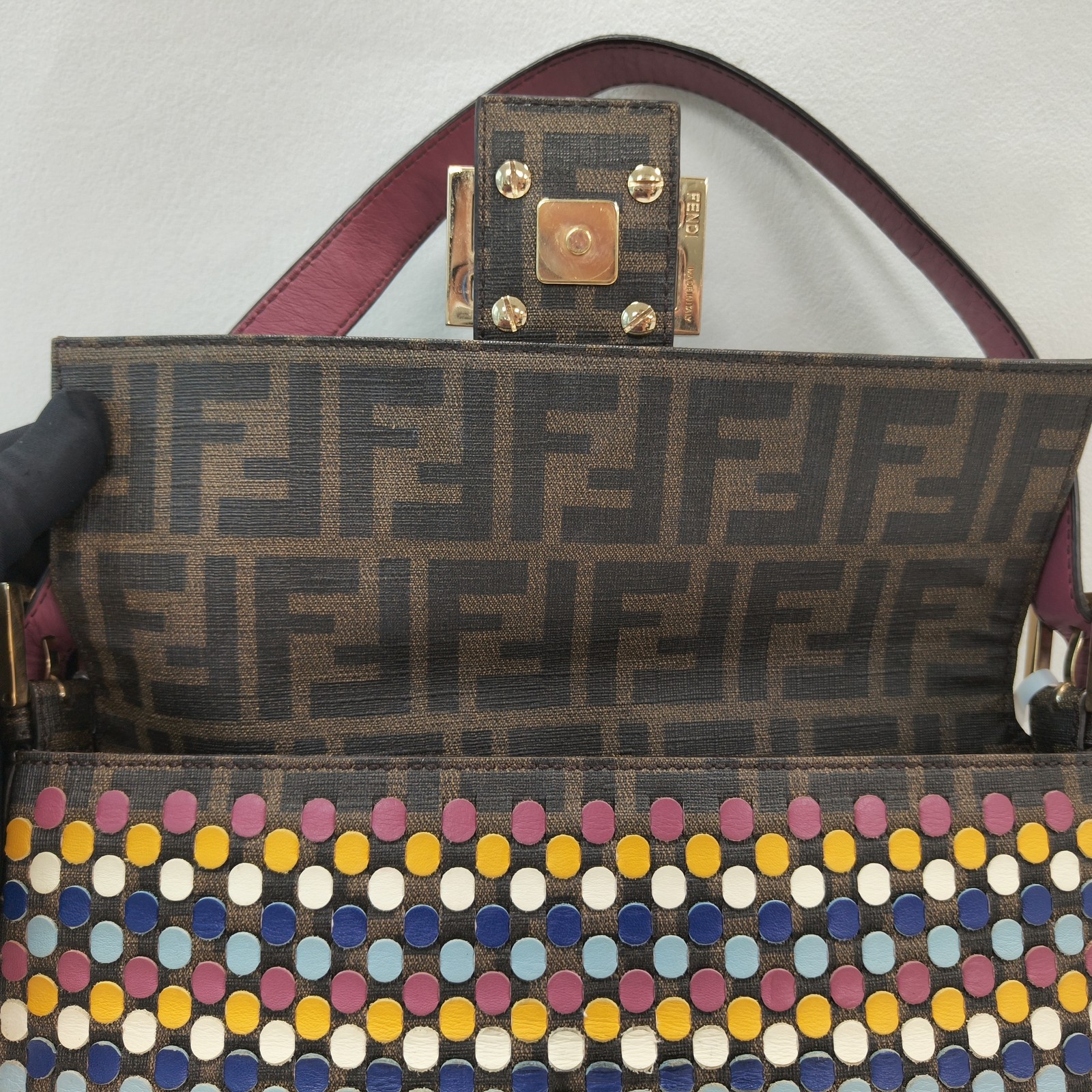 Fendi Baguette Shoulder Bag Dot Brown DQY701@pre-verified by eBay 26.07.09