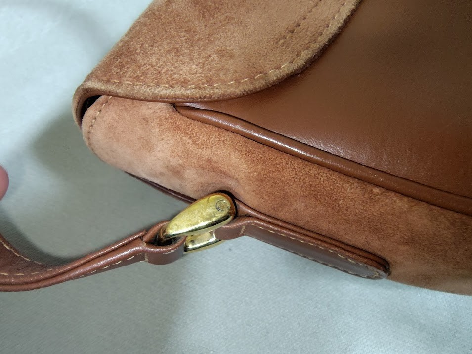 Vintage Gucci Shoulder Bag Chain Suede Brown Authentic 479T0427