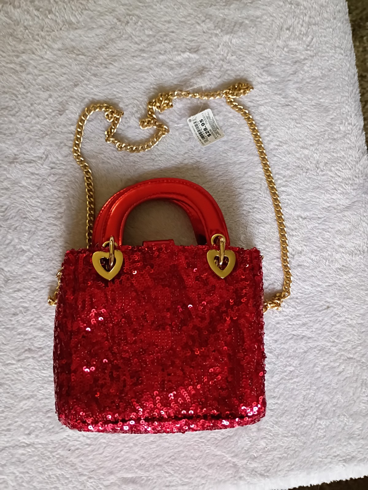 Red Sequin Mini Handbag/Purse With Shoulder Strap