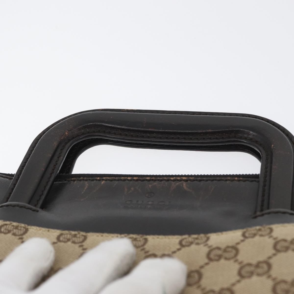GUCCI GG Canvas Business Bag Beige Silver 015 3707 Auth gh1806