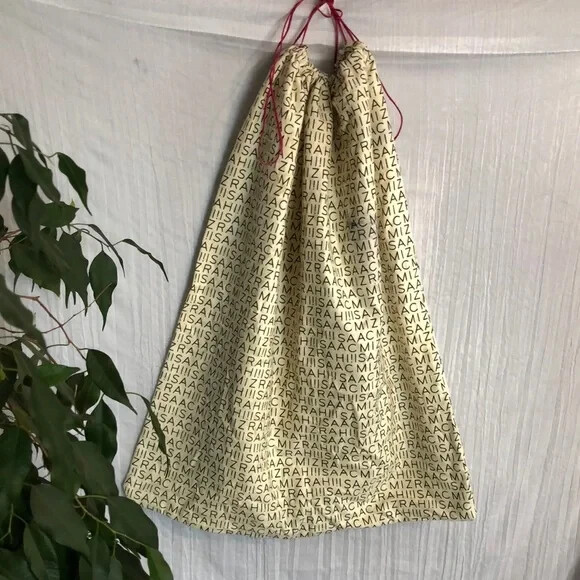 ISAAC MIZRAHI XL tote purse cotton drawstring dust bag travel pouch linen bag