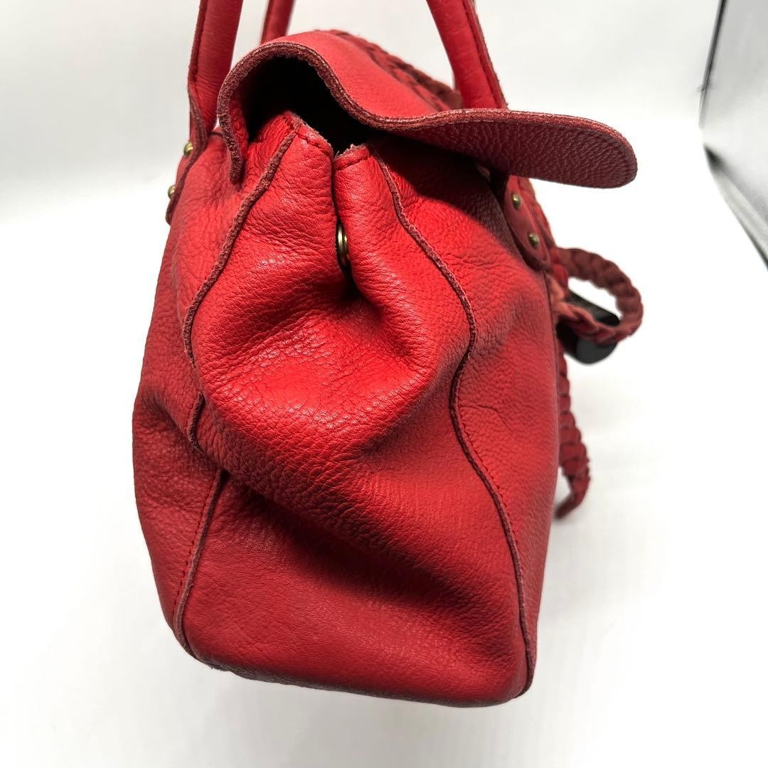 TRES Shoulder Tote Bag Purse Leather Red Horn Toggle Button Y2K Used vintage