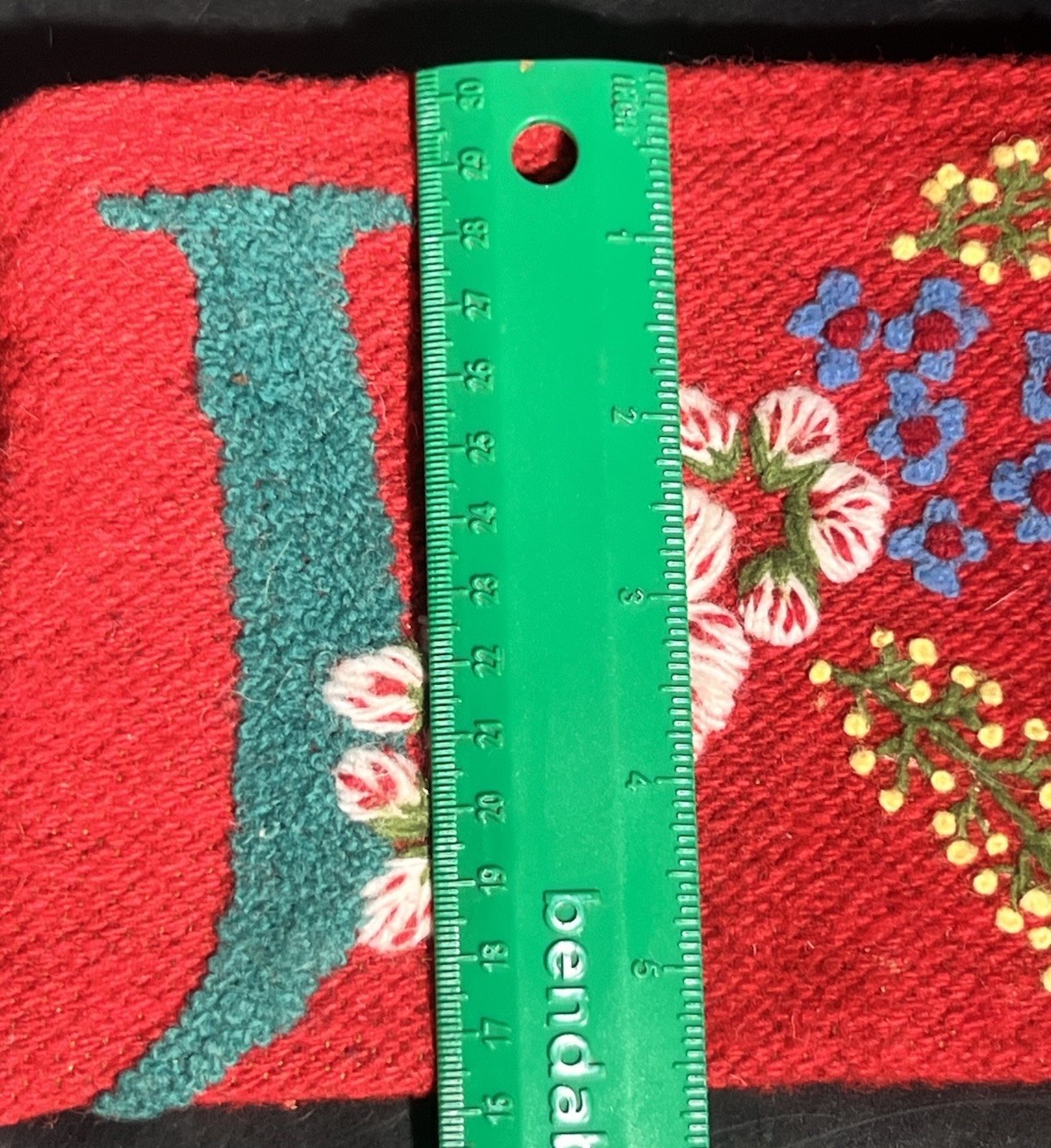 JENNY KRAUSS 100% WOOL CLUTCH NWT 8×5.5” RED FLORAL INITIAL “J” HANDMADE PERU