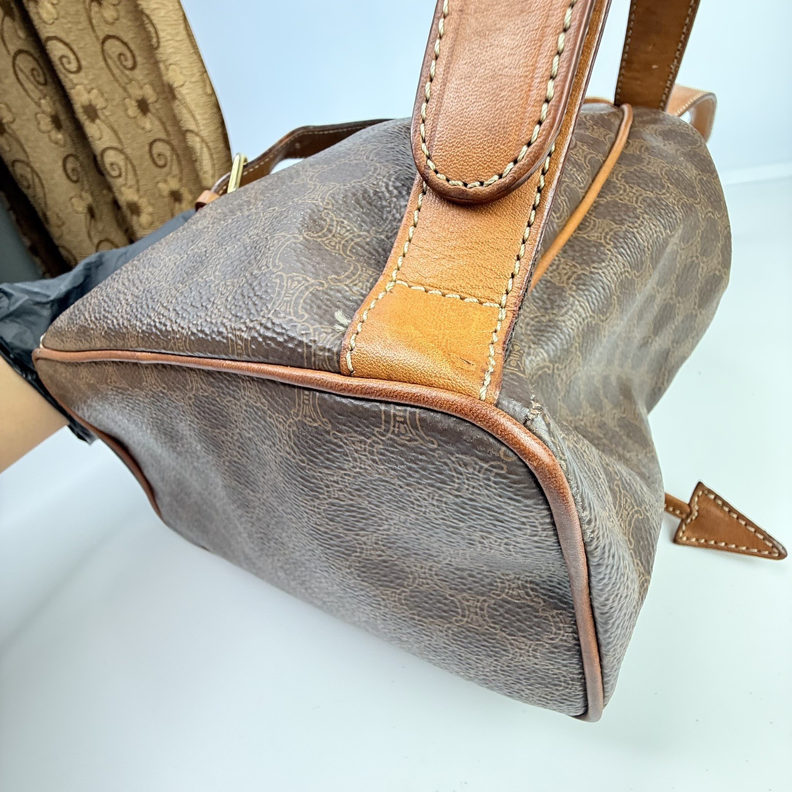 💫Authentic CELINE Macadam Monogram PVC & Leather Drawstring Backpack Vintage💫