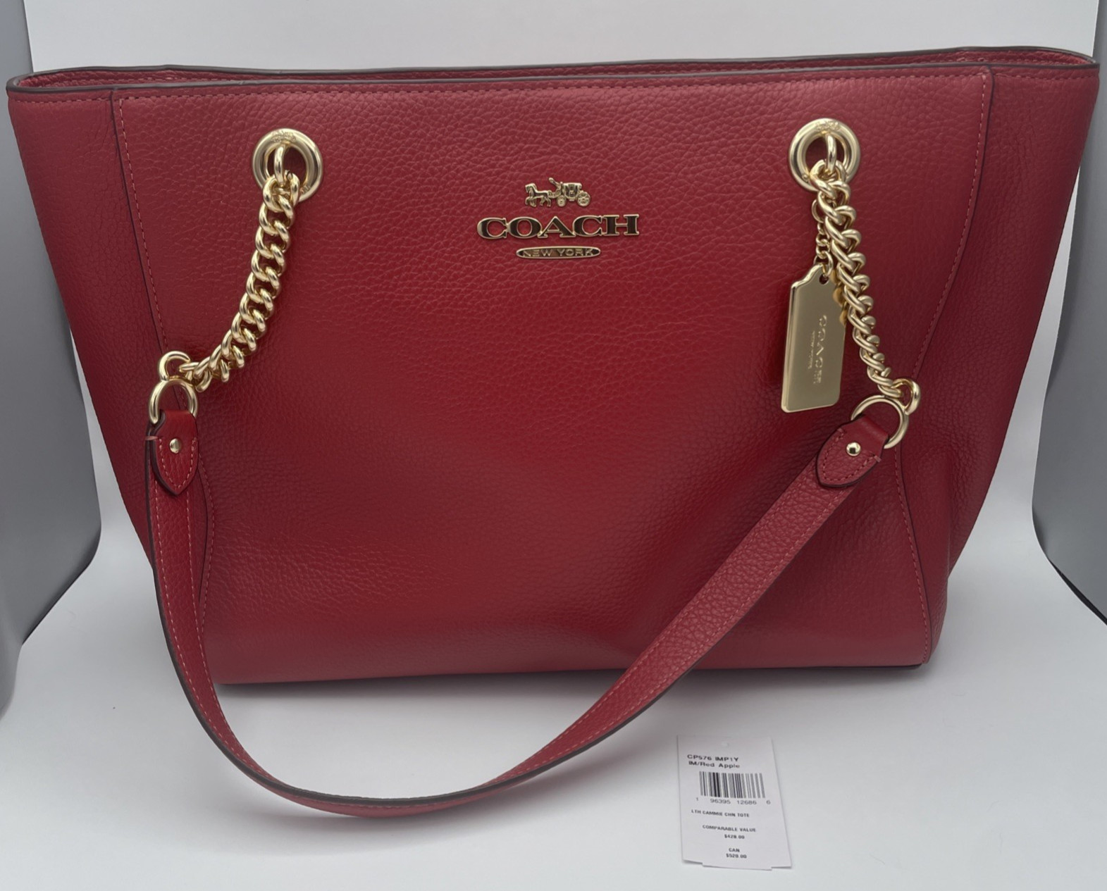 NWT Coach CP576 2025 Women’s Cammie Chain Large Tote Bag — “Red Apple”
