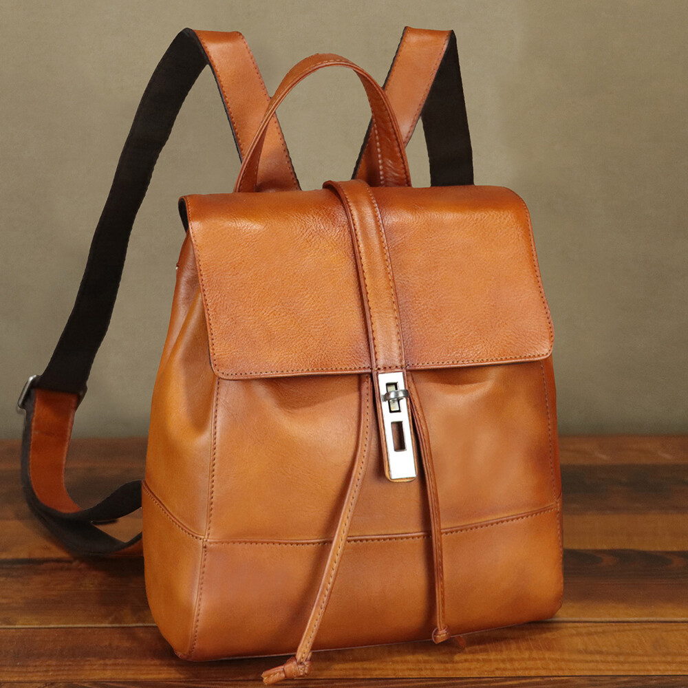 Genuine Leather Backpack Purse Women Retro Knapsack purse Rucksack Daypack Bag
