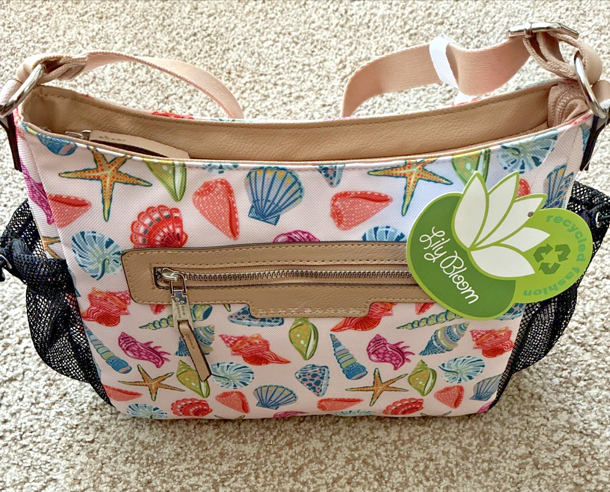 Lily Bloom Reese Coho Bag Seashell Ocean Print Recycled Fabric Eco Friendly NWT