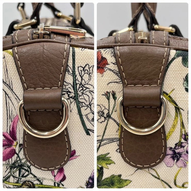 Gucci Flora Joy Duffle Bag 2Way Handbag Shoulder Bag Floral Canvas Authentic