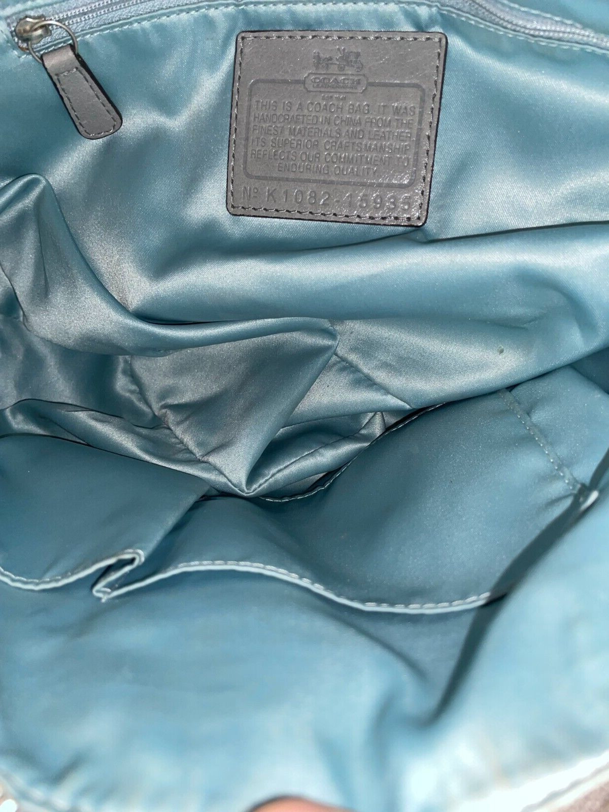 Coach Madison Dotted Logo Monogram Sophia Satchel Leather Gray