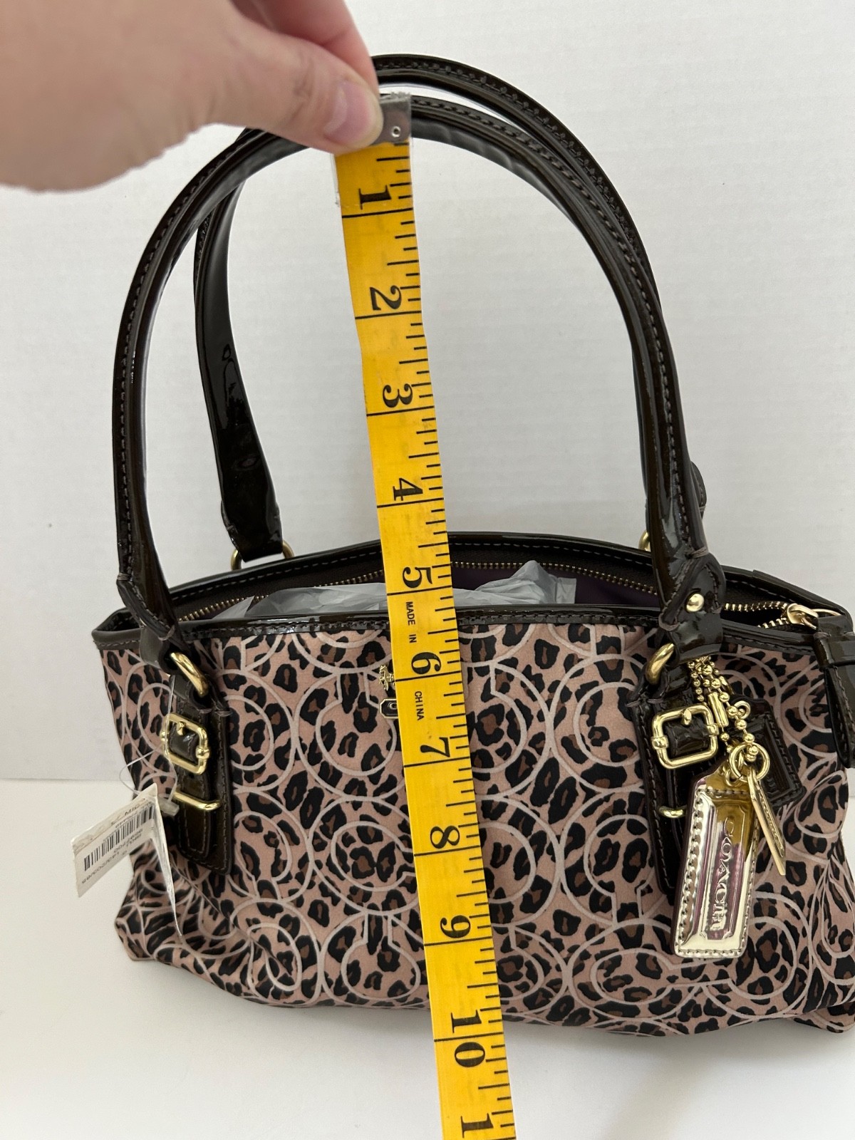 NWT COACH Madison Ocelot Leopard Print OP Art Sateen Sophia Satchel Bag Purse