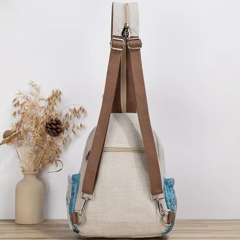 Handmade Cotton Linen Backpack | Multi-compartment| Cotton Canvas Back Pack Bag