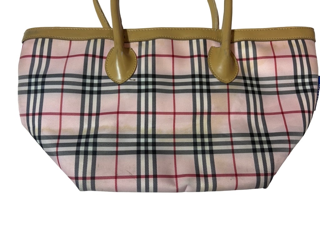 Burberry Blue Label Pink Nova Check Plaid Y2K Preppy Tote Handbag Flaw