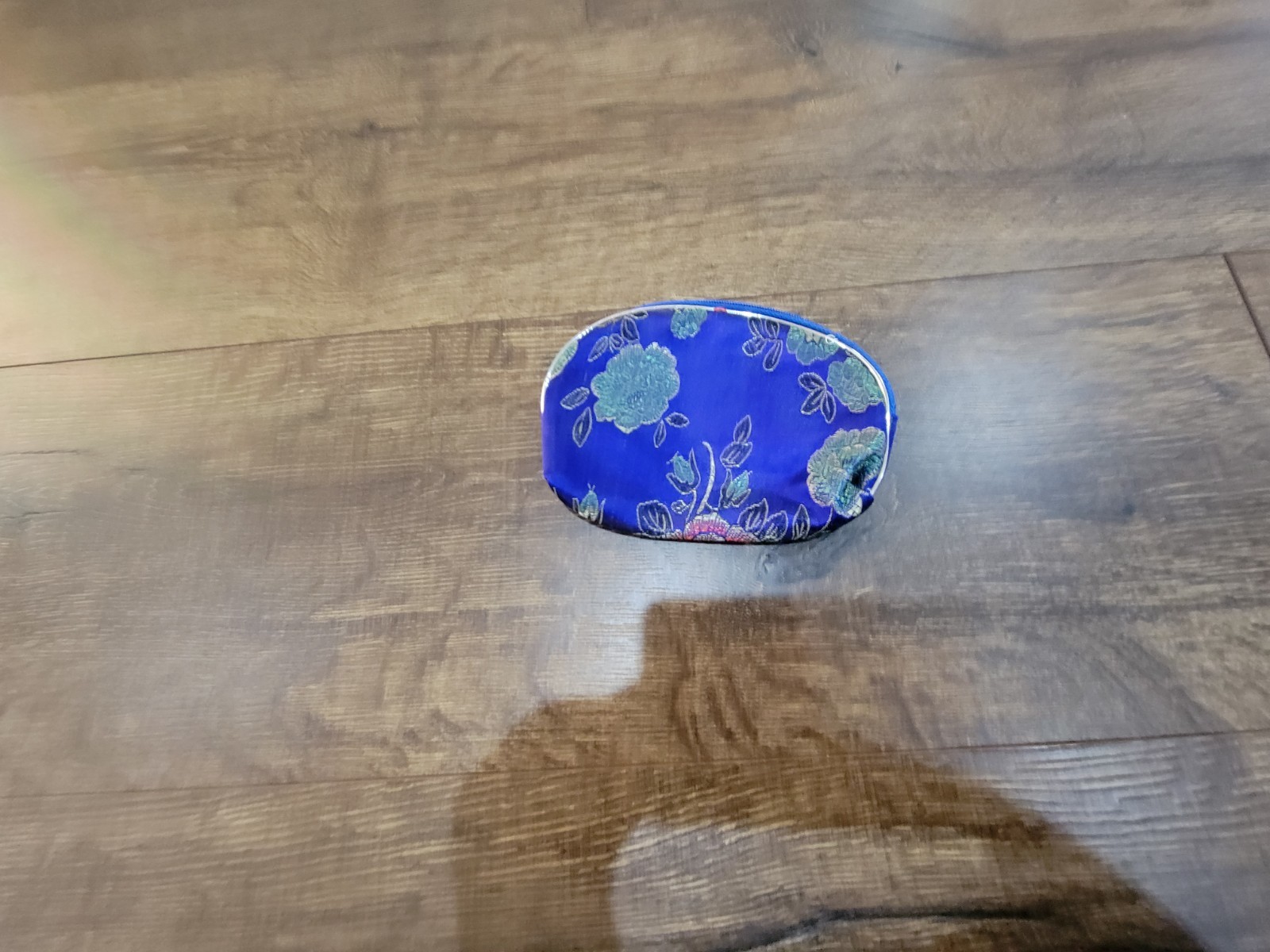 royal blue change purse floral pattern