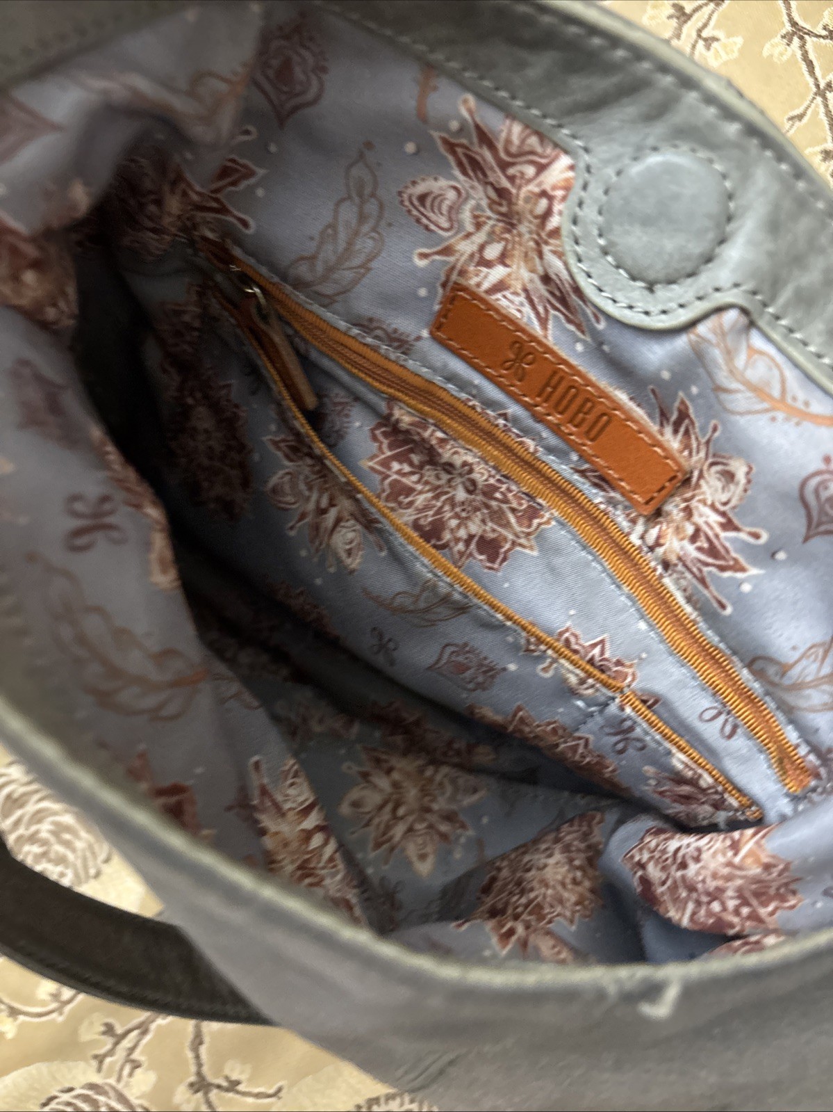 Hobo International Navy Blue Distressed Leather Shoulder Tote Handbag