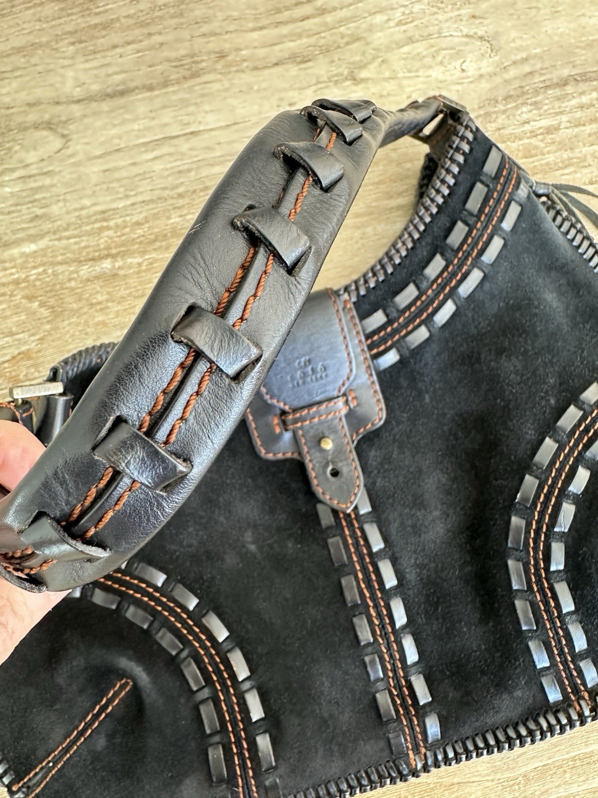 Rafe New York Suede Leather Fringe Braid Western Hippie Boho Black Shoulder Bag